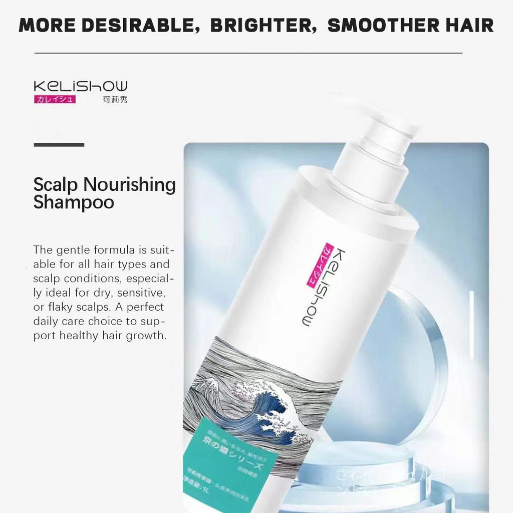 Kelishow Scalp Nourishing Shampoo for Dry Sensitive Flaky Scalp Care Natural Organic Plant Extracts Own Factory Customized
