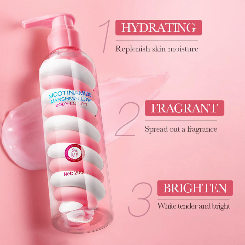 Marshmallow Body Lotion Organic Vanilla Collagen Nicotinamide Whitening Moisturizing Hydrating Smooth