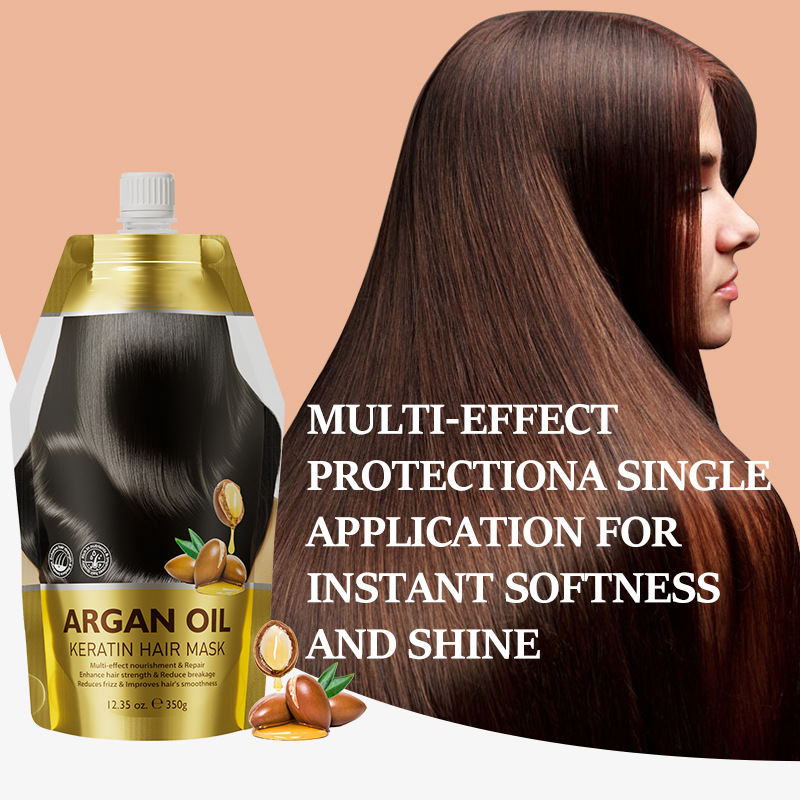 Pouched 350g Argan Oil Keratin Hair Mask Instant Softness Shine Multi-Effect Smooth Nourishment