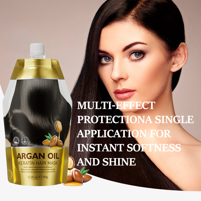 Pouched 350g Argan Oil Keratin Hair Mask Instant Softness Shine Multi-Effect Smooth Nourishment