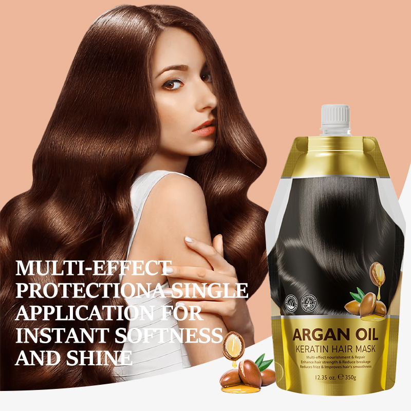 Pouched 350g Argan Oil Keratin Hair Mask Instant Softness Shine Multi-Effect Smooth Nourishment